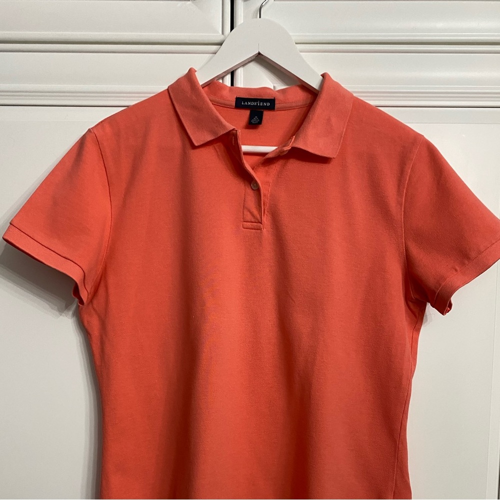 Lands’ End Women’s Size Medium 10-12 Orange Short Sleeve Polo Shirt Top Golf - Picture 2 of 9